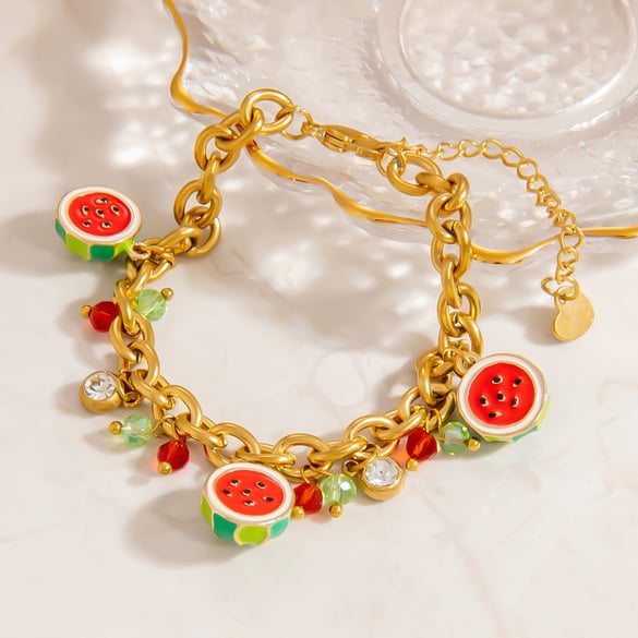 1 Piece Simple Lovely  Fruit Stainless Steel  Gold Color  Women's Charm Bracelets