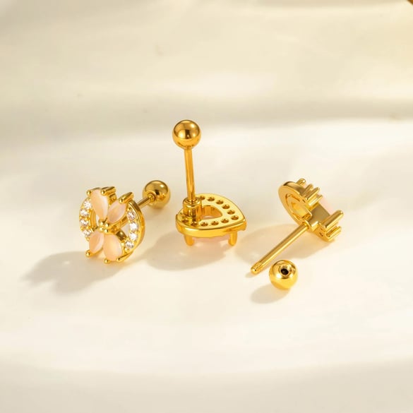 Boucle d&#39;oreille piercing en forme de cœur et de papillon, couleur cuivre et or, 1 pièce