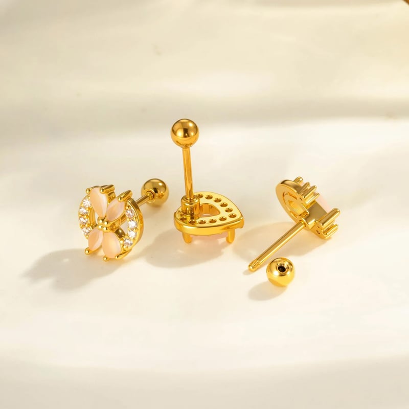 1 stuk hart vlinder koper goudkleurige piercing oorbel Afbeelding3