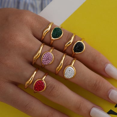 1 Piece Casual Hollowed-out Stainless Steel Gold Color Statement Rings h5 Picture6