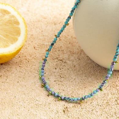 1 Piece Calaite Beads Natural Stones Gold Color Women's Beaded Necklaces h5 Picture6