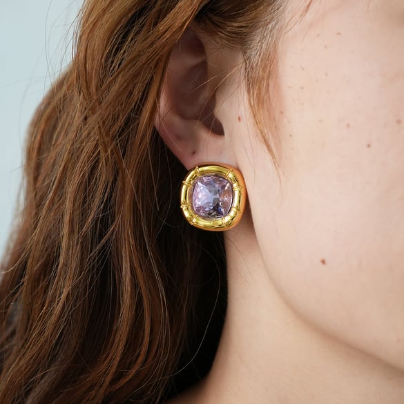 1 Pair Simple Rectangle Stainless Steel  Gold Color  Women's Stud Earrings