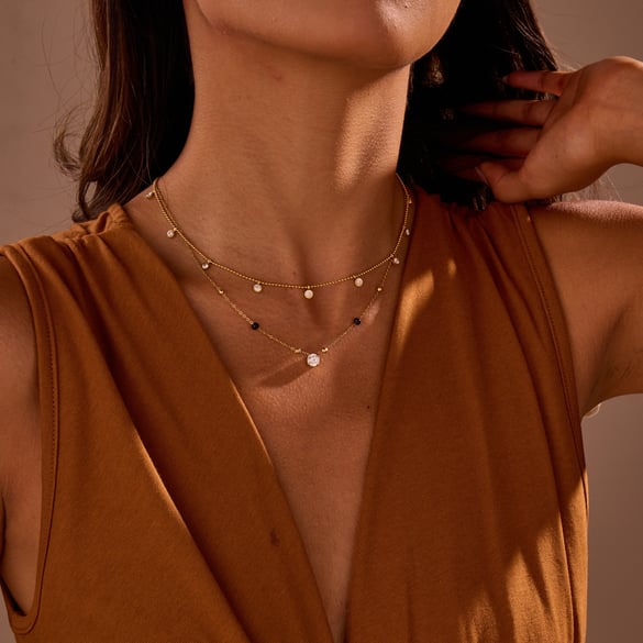 1 Stück einfache elegante Kreis Rechteck Edelstahl Damen Kette Halsketten 2