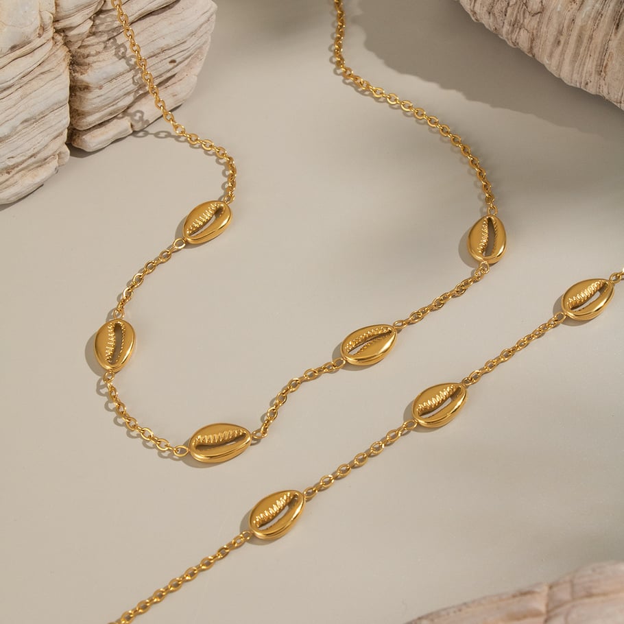 Conjuntos de joyas casuales de acero inoxidable color dorado para mujer Imagen2