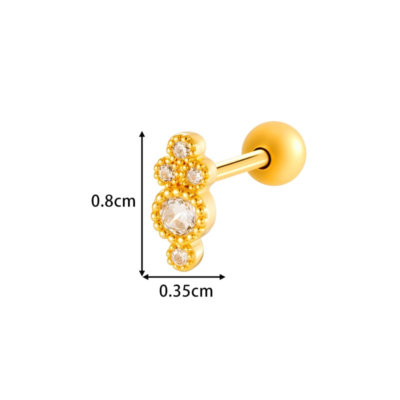 1 Piece Butterfly Copper Gold Color Zircon Piercing Earring Picture2