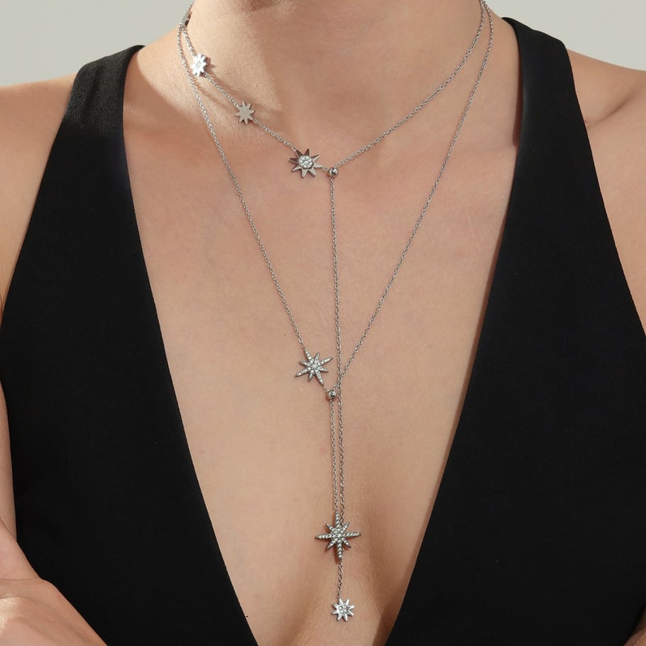 1 Piece Luxurious Star Stainless Steel Gold Color Women's Pendant Necklaces Picture2