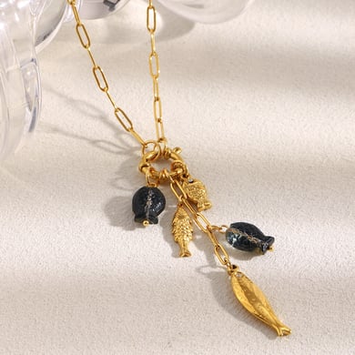 1 Piece Romantic Fish Stainless Steel Gold Color Women's Pendant Necklaces h5 Picture3
