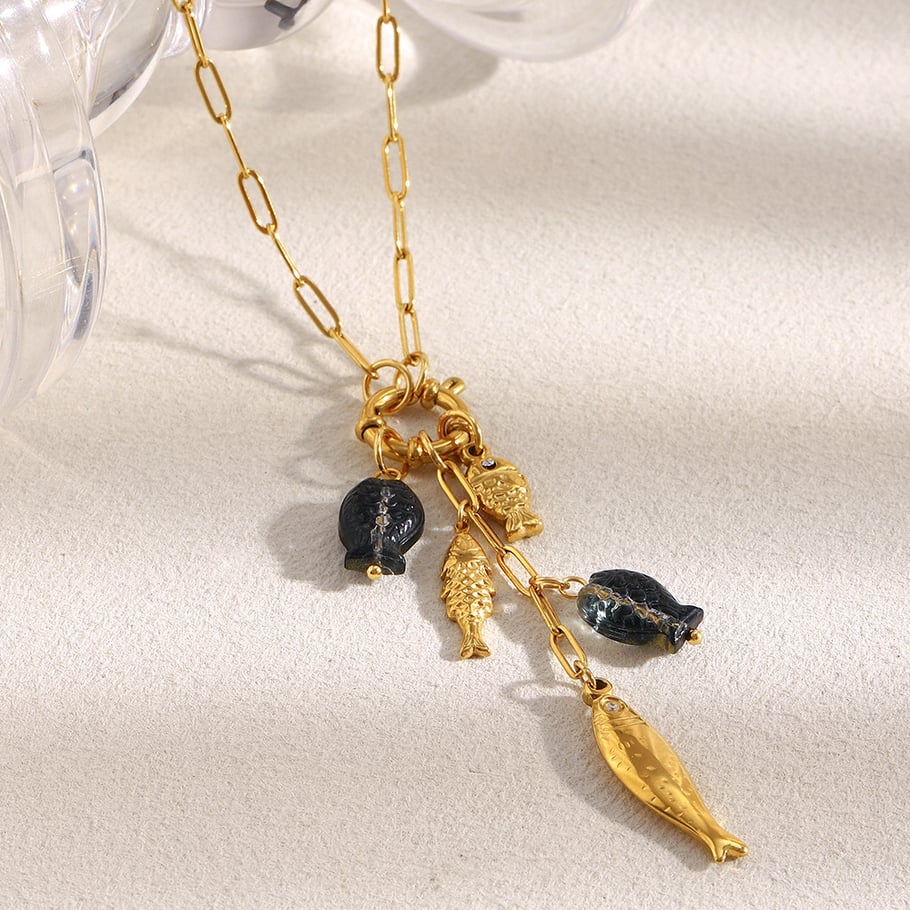 1 Piece Romantic Fish Stainless Steel Gold Color Women's Pendant Necklaces Picture3