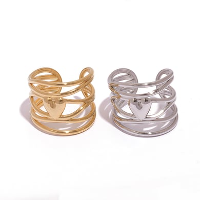 1 Piece Simple  Retro Irregular Shape Heart Stainless Steel  Women's Statement Rings h5 Picture4