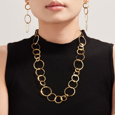 Casual Circle Stainless Steel Gold Color Women's Jewelry Sets h5 Picture4