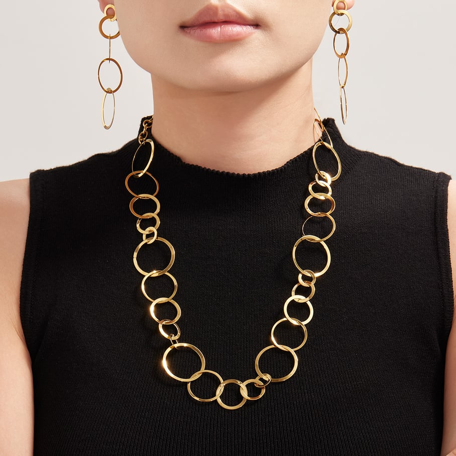 Casual Circle Stainless Steel Gold Color Women's Jewelry Sets Picture4