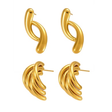 1 Pair Irregular Shape Stainless Steel Gold Color Women's Stud Earrings h5 Picture8