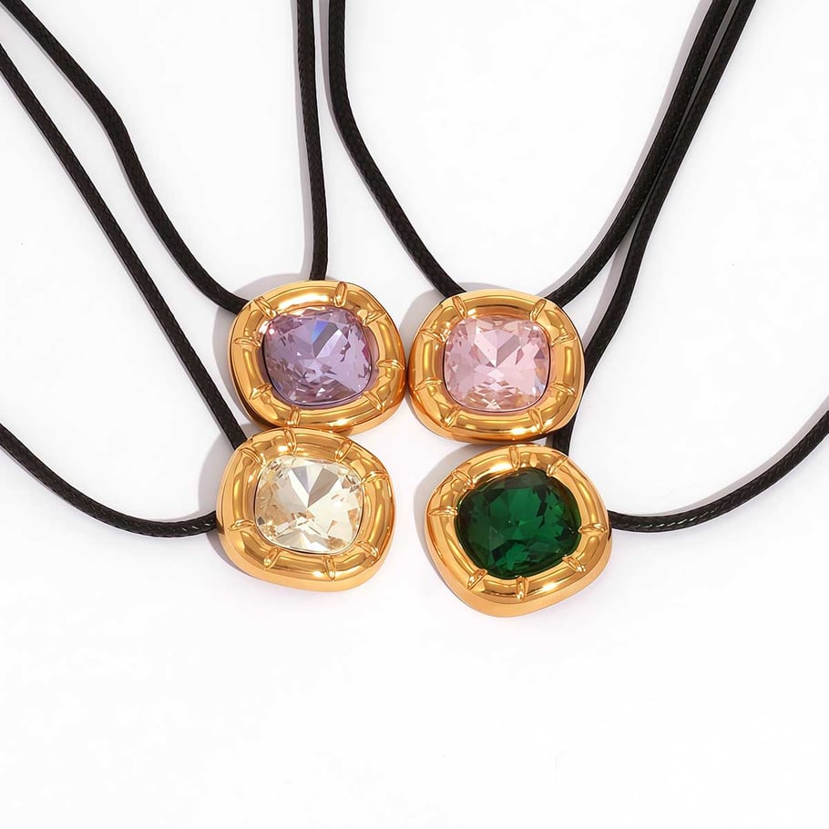Collier avec pendentif rectangulaire simple en acier inoxydable pour femme, 1 pièce Image5