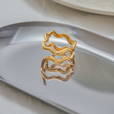 1 Piece Simple Curve Stainless Steel Gold Color Minimalist Rings h5 Picture6
