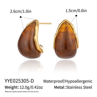 1 Pair Daily Irregular Shape Stainless Steel Gold Color Women's Stud Earrings h5 