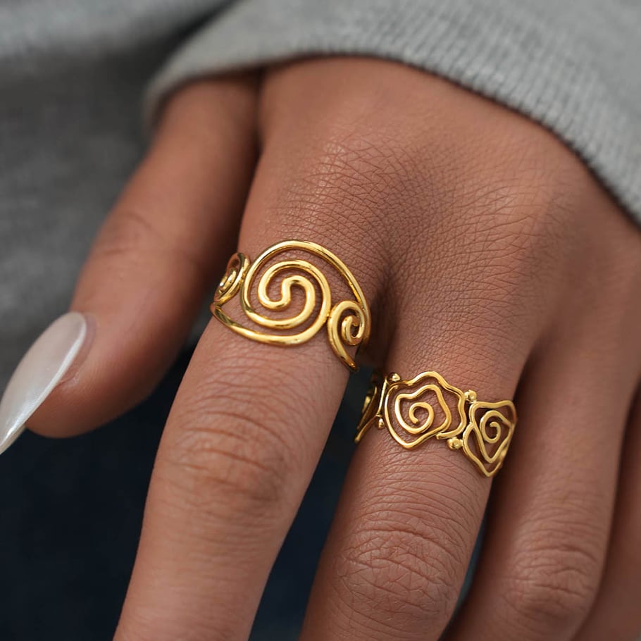 1 Piece  Simple Irregular Shape Stainless Steel  Gold Color Women's Statement Rings Picture6
