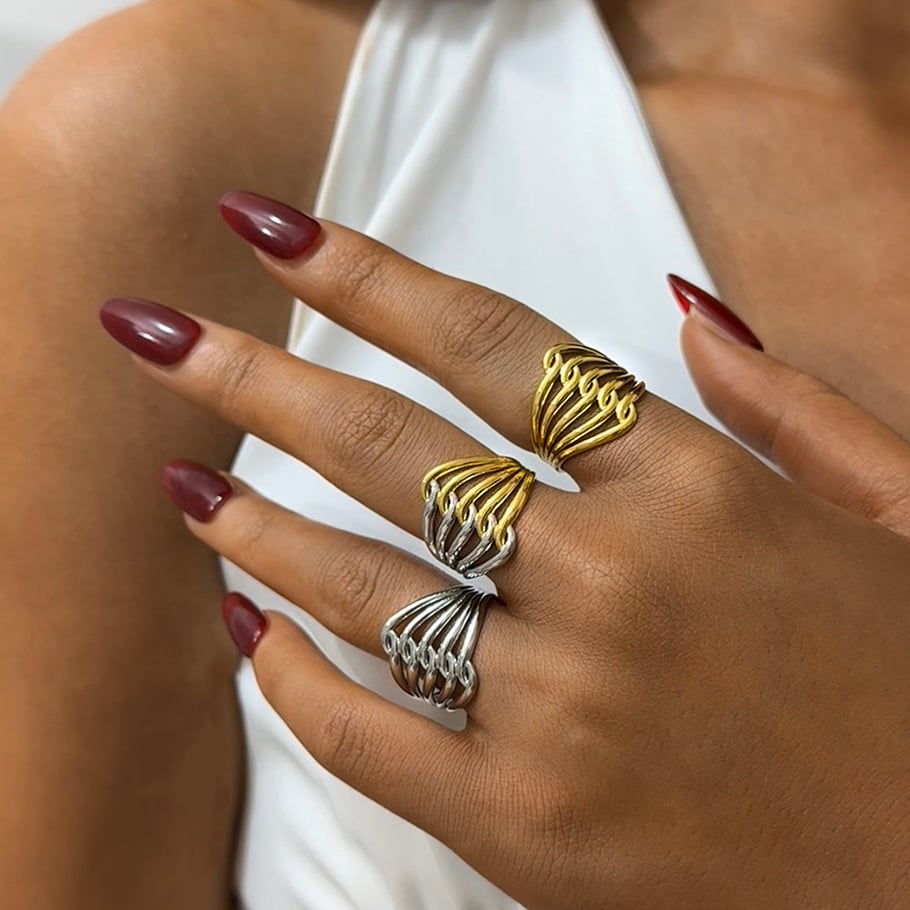 1 Piece Simple Irregular Shape Stainless Steel Women's Statement Rings h5Picture2