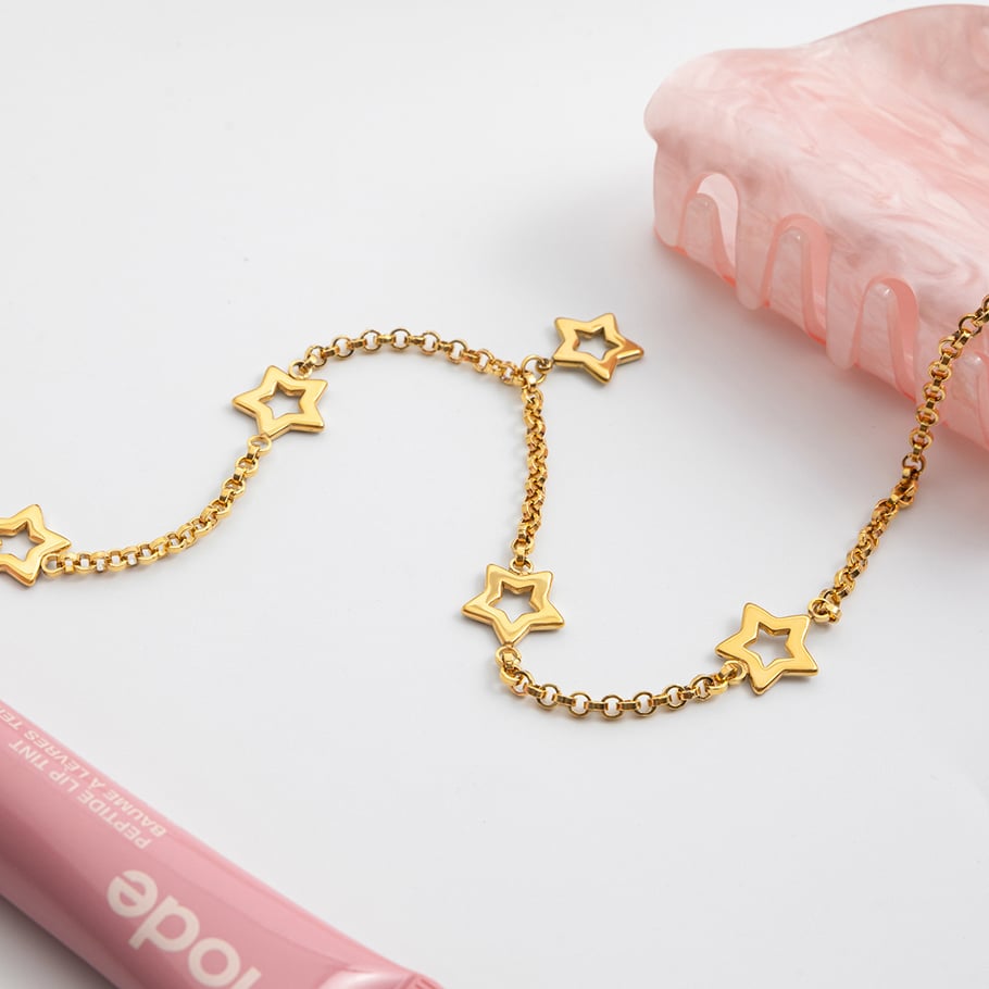 1 stuk delicate ster roestvrij staal goudkleurige dames hanger kettingen Afbeelding8