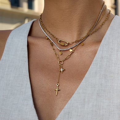 1 Piece Exqusite Star Stainless Steel Gold Color Women's Pendant Necklaces h5 Picture3