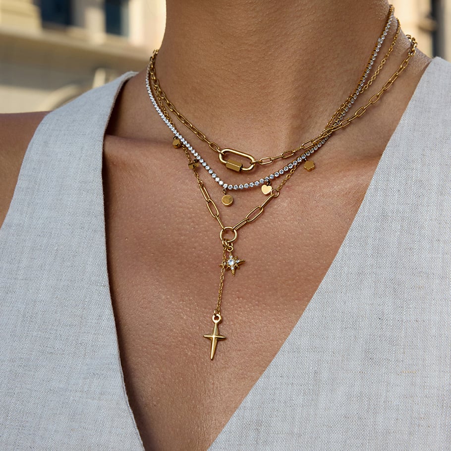 1 Piece Exqusite Star Stainless Steel Gold Color Women's Pendant Necklaces Picture3