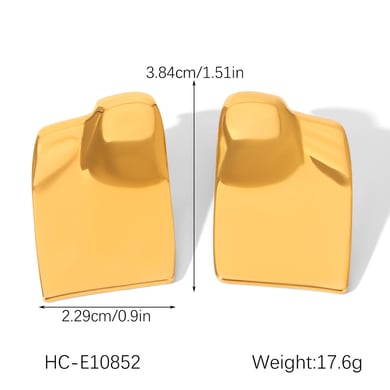 1 Pair Daily Rectangle Stainless Steel  Gold Color  Women's Stud Earrings h5 Picture2