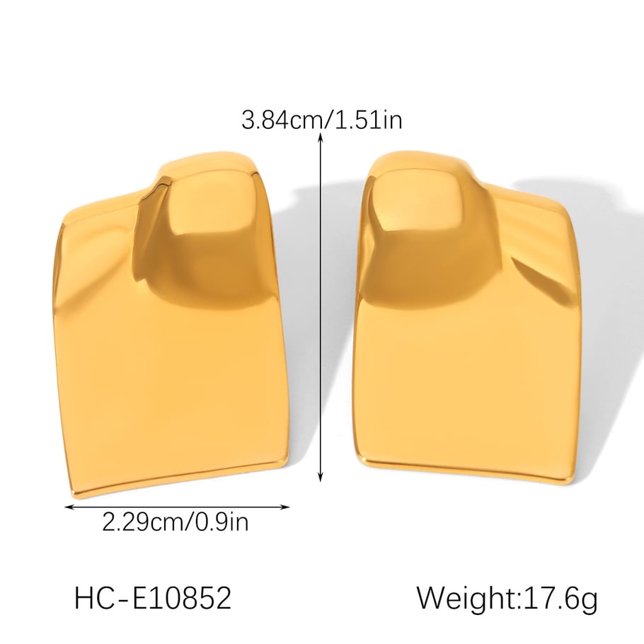 1 Pair Daily Rectangle Stainless Steel  Gold Color  Women's Stud Earrings Picture2