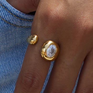1 Piece Luxurious Irregular Shape Stainless Steel Gold Color Statement Rings h5 Picture4