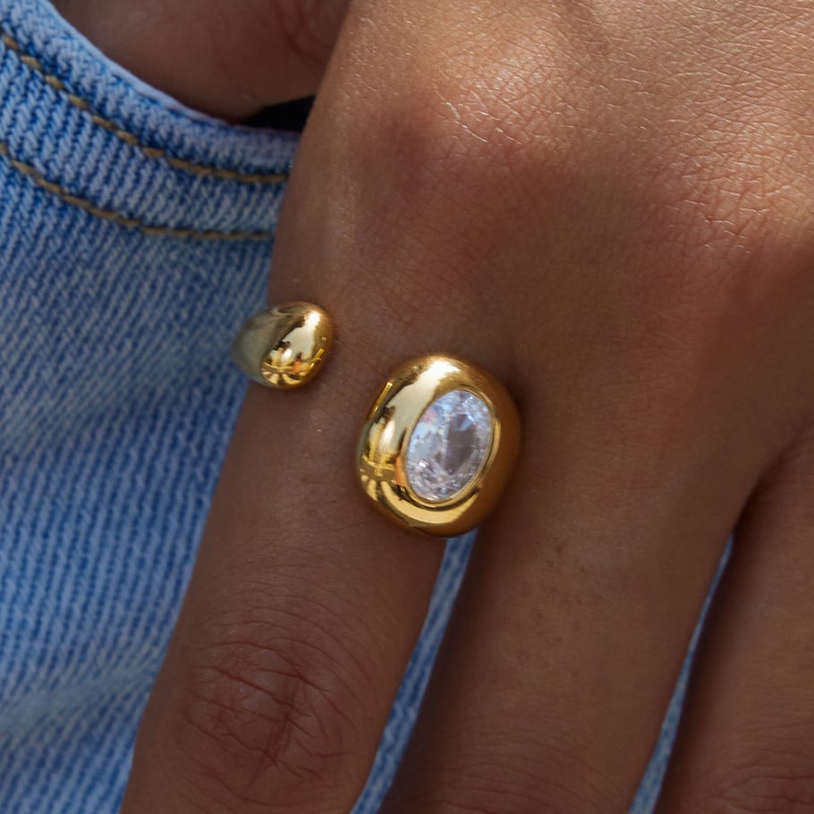 1 Piece Luxurious Irregular Shape Stainless Steel Gold Color Statement Rings Picture4