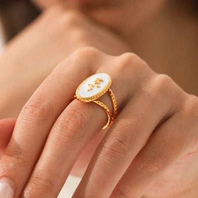 1 Piece Rose Shape Stainless Steel Gold Color Statement Ring h5 Picture3