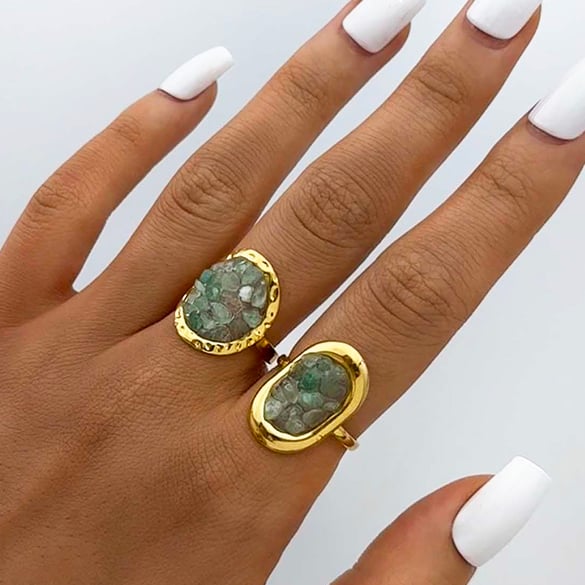 1 Piece  Retro Irregular Shape Stainless Steel  Gold Color  Statement Rings