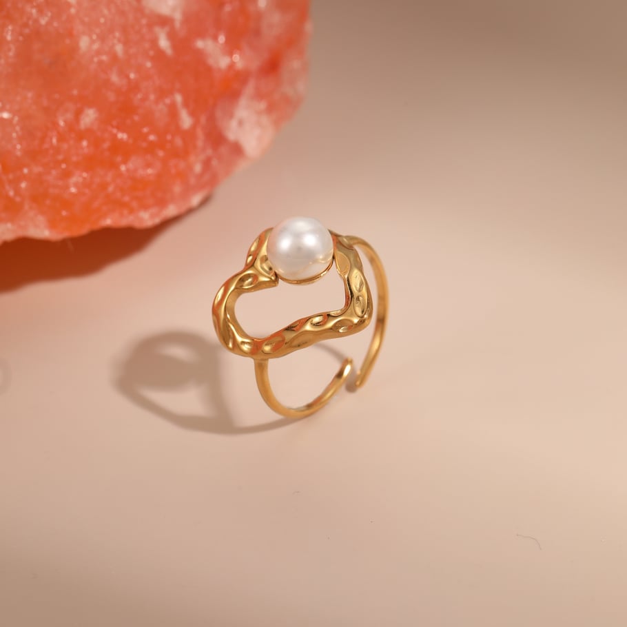 1 Piece Simple   Flower Irregular Shape Twist Stainless Steel  Gold Color  Statement Rings Picture4