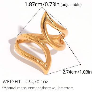 Anillos llamativos de acero inoxidable para mujer, de 1 pieza, con forma irregular y simple. h5 Imagen2