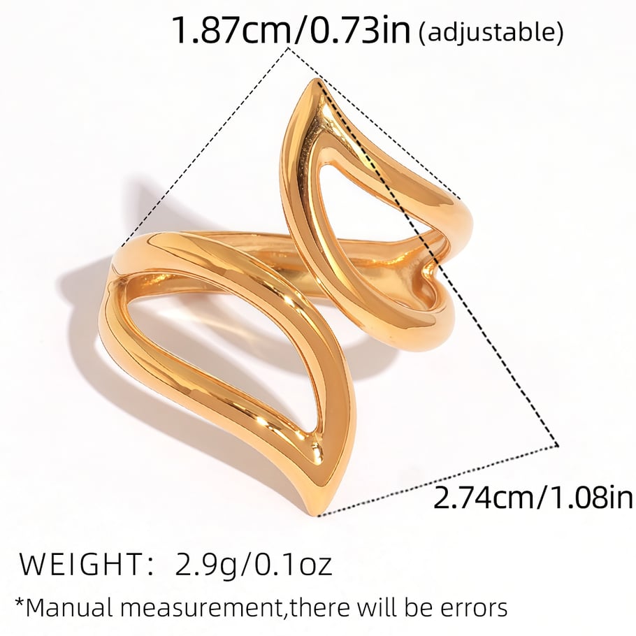 Anillos llamativos de acero inoxidable para mujer, de 1 pieza, con forma irregular y simple. Imagen2