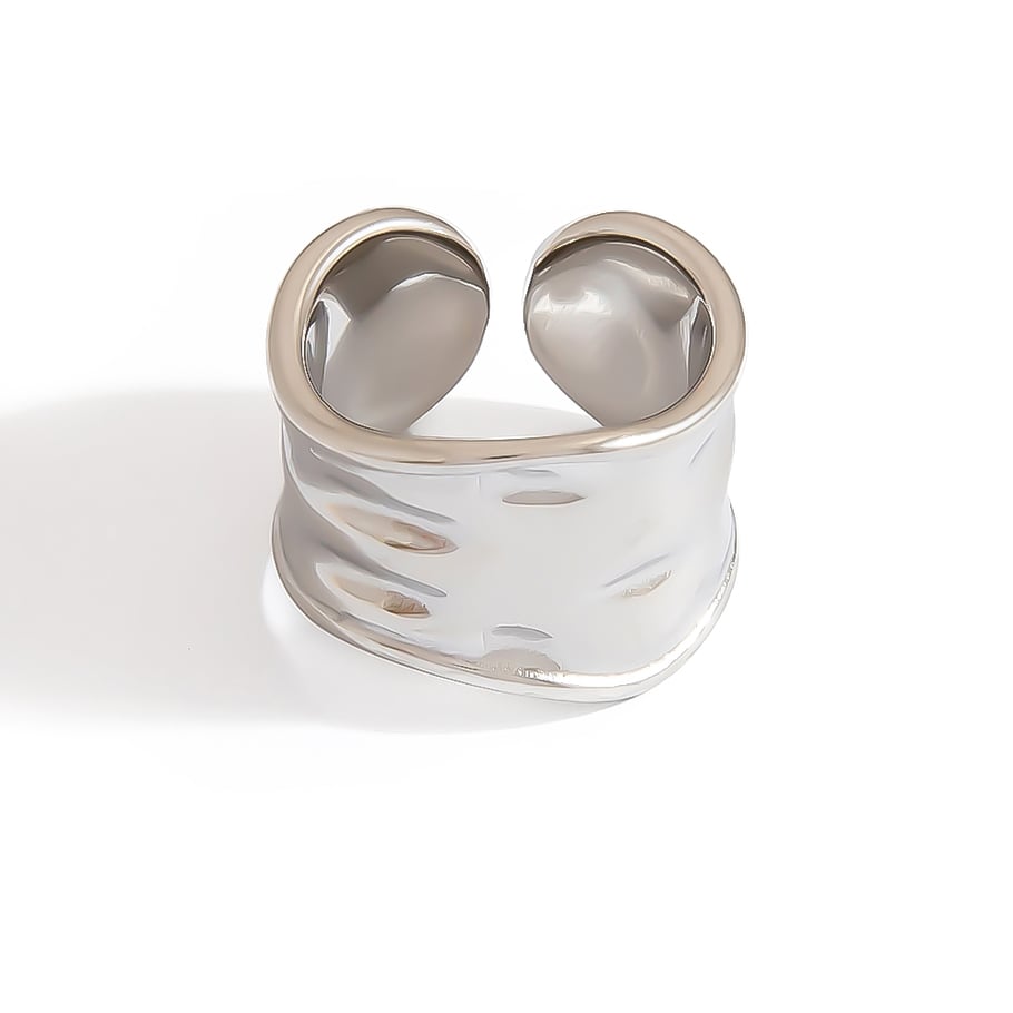 1 pieza de anillos llamativos de acero inoxidable con forma irregular, sencillos e informales 