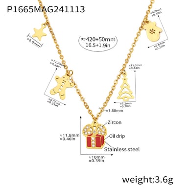 Collier pendentif en acier inoxydable et zircon pour femme, cadeau de Noël, 1 pièce h5 Image2