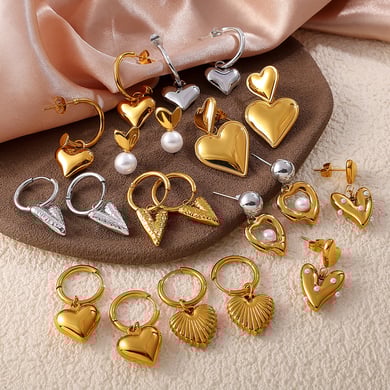 1 Pair Heart Stainless Steel Drop Earrings h5 Picture2