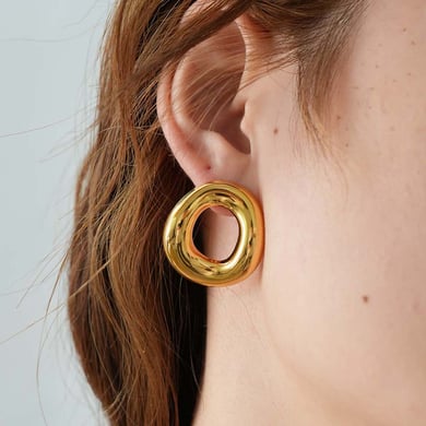 1 Piece Elegant Irregular Shape Stainless Steel  Gold Color  Women's Stud Earrings h5 Picture4