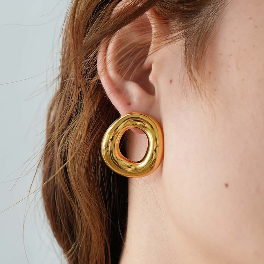 1 Piece Elegant Irregular Shape Stainless Steel  Gold Color  Women's Stud Earrings Picture4