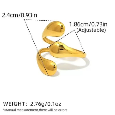 1 Piece Simple Daily Irregular Shape Stainless Steel  Gold Color  Statement Rings h5 