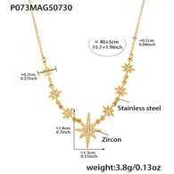 P073-Golden Eight-pointed Star Zircon Necklace 40+5cm Picture5