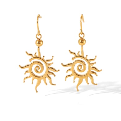 1 par de pendientes colgantes minimalistas de sol de acero inoxidable color dorado para mujer h5 