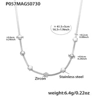 P057-Steel Five-Leaf Flower Necklace 41+5cm Picture2
