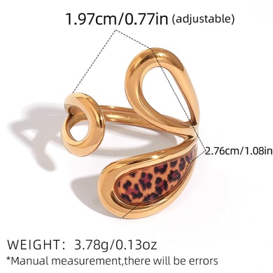 1 Piece Retro Irregular Shape Leopard Print Stainless Steel Women's Statement Rings h5 
