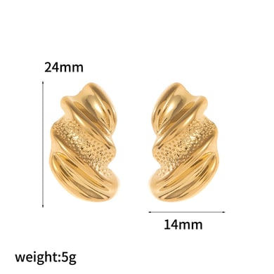 1 Pair Irregular Shape Stainless Steel  Gold Color  Stud Earrings h5 