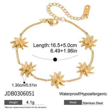 1 Piece Retro Sun&Moon Stainless Steel Gold Color Women's Cuff Bracelets h5 Picture2