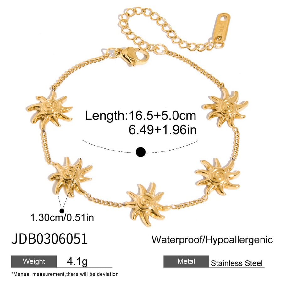 1 Piece Retro Sun&Moon Stainless Steel Gold Color Women's Cuff Bracelets Picture2