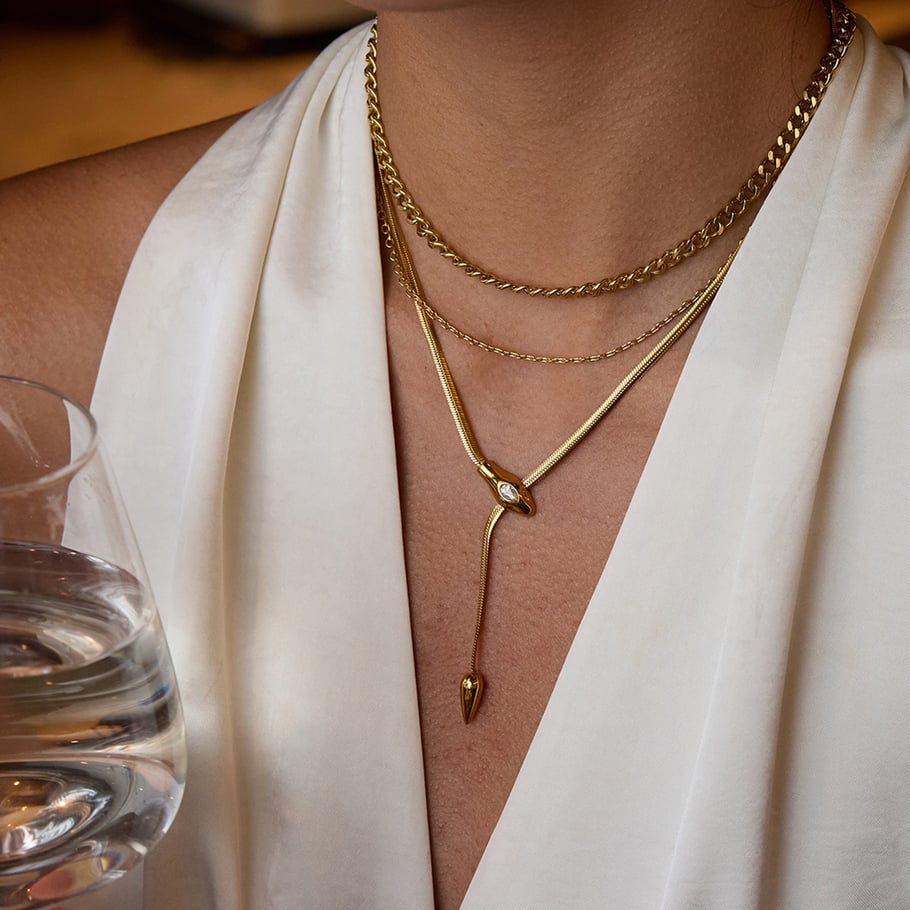 1 Piece Shinning Snake Stainless Steel Gold Color Women's Pendant Necklaces Picture4
