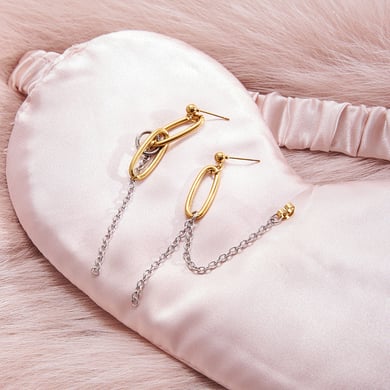 1 paio di orecchini pendenti da donna in acciaio inossidabile color oro con nappa e cerchio, stile minimalista e casual h5 Immagine5