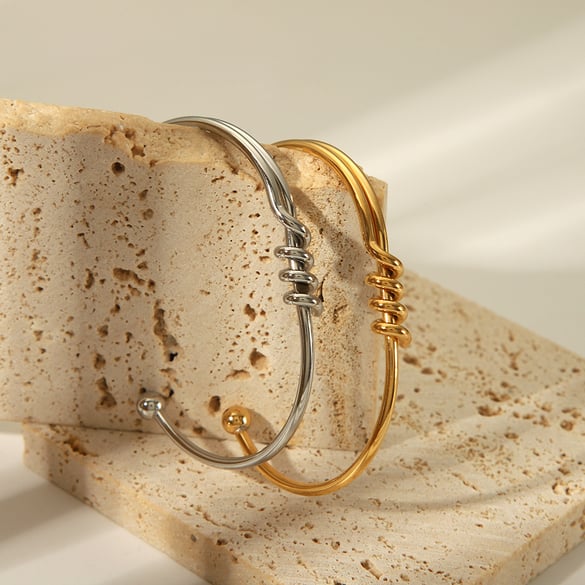 Bracciale rigido color oro in acciaio inossidabile con 1 filo 2