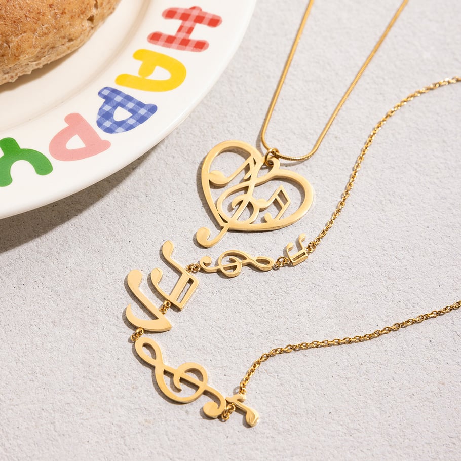 1 Piece Romantic Note Stainless Steel Gold Color Women's Pendant Necklaces Picture5